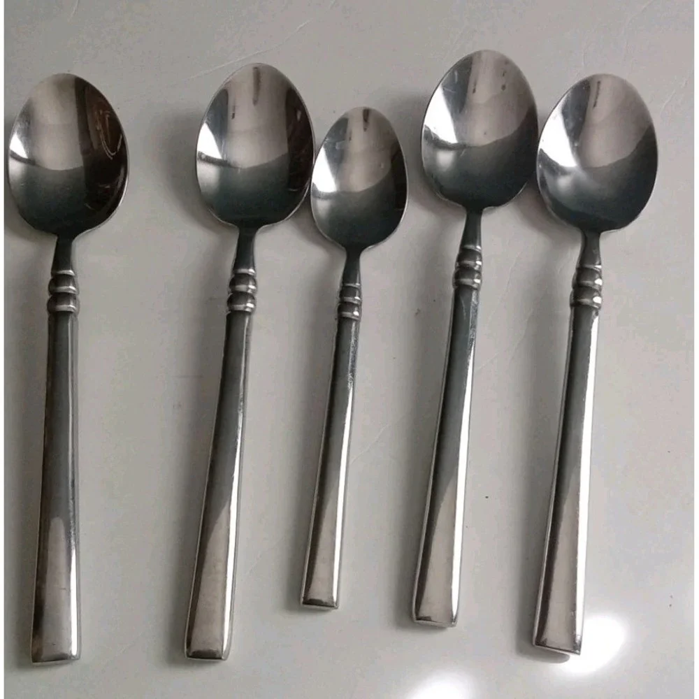 Set of 5 Stainless Steel Spoons,‎ Silverware Flatware Kitchen Utensils